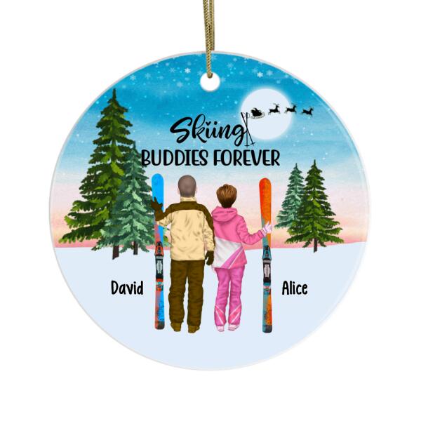 Personalized Ornament, Skiing Couple And Friends, Gifts for Skiers