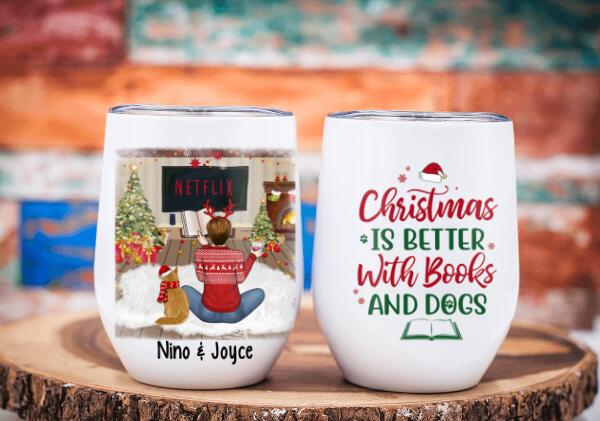 Personalized Tumbler, Christmas Is Better With Books And Cats, Christmas Gift For Book Lovers And Cat Lovers