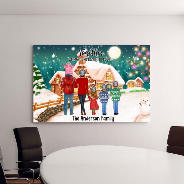 Personalized Landscape Canvas, Christmas Family Standing, Christmas Gift For Family