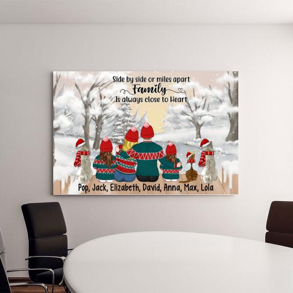 Personalized Canvas, Family Sitting Together In Winter, Christmas Gift For Whole Family