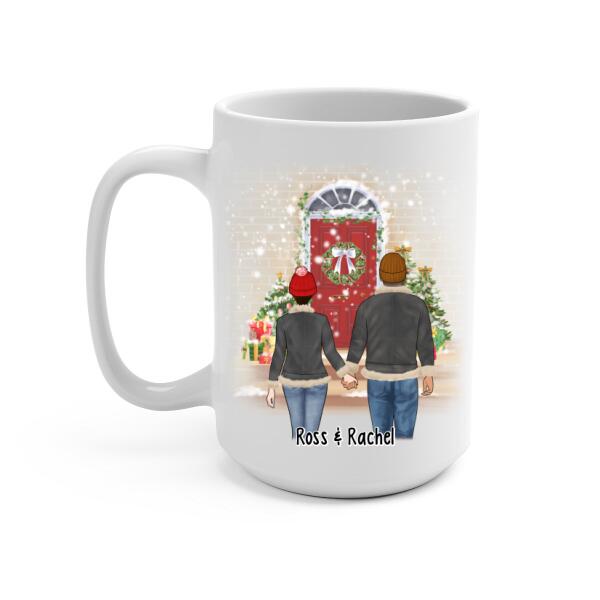 Personalized Mug, All Hearts Come Home For Christmas, Couple Holding Hands, Christmas Gift For Couples