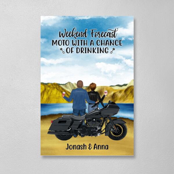 Personalized Canvas, Weekend Forecast Motorcyle With A Chance Of Drinking, Gift For Motorcycle Lovers
