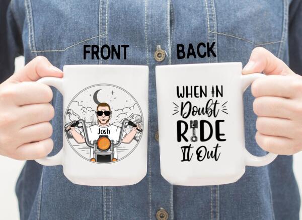 Personalized Mug, Old Man Biker, Custom Gifts For Motorcycle Lovers