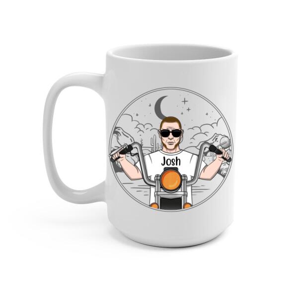 Personalized Mug, Old Man Biker, Custom Gifts For Motorcycle Lovers
