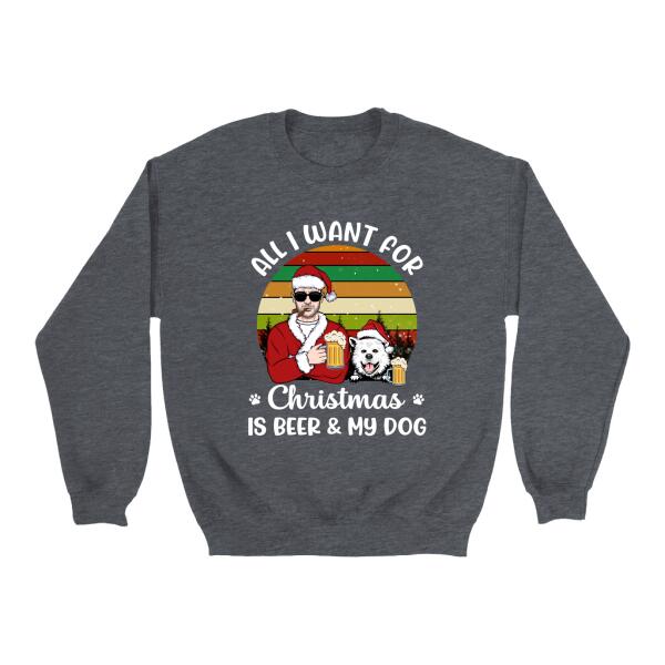 Personalized Shirt, All I Want For Christmas Is Beer & My Dogs, Christmas Gift For Beer And Dog Lovers