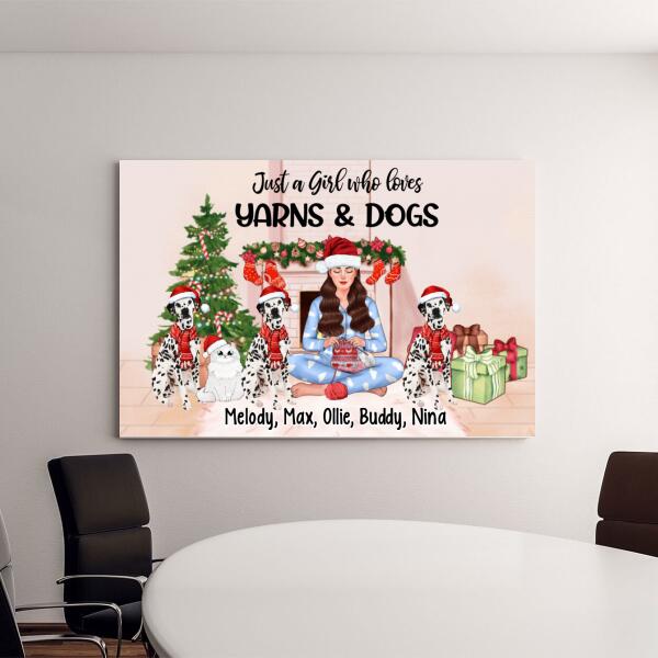 Up To 4 Pets Just A Girl Who Loves Yarns And Her Pets - Personalized Canvas Yarn Lovers, Christmas