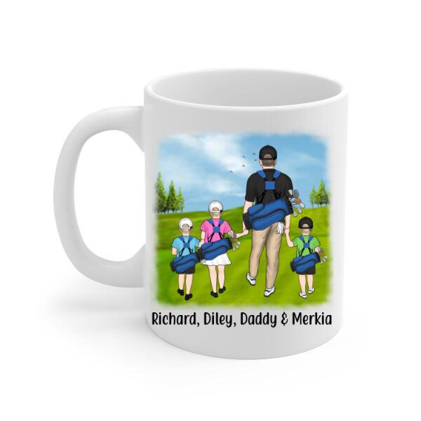 Personalized Mug, Golfing Family Parent And Kids, Custom Gift For Family And Golf Lover