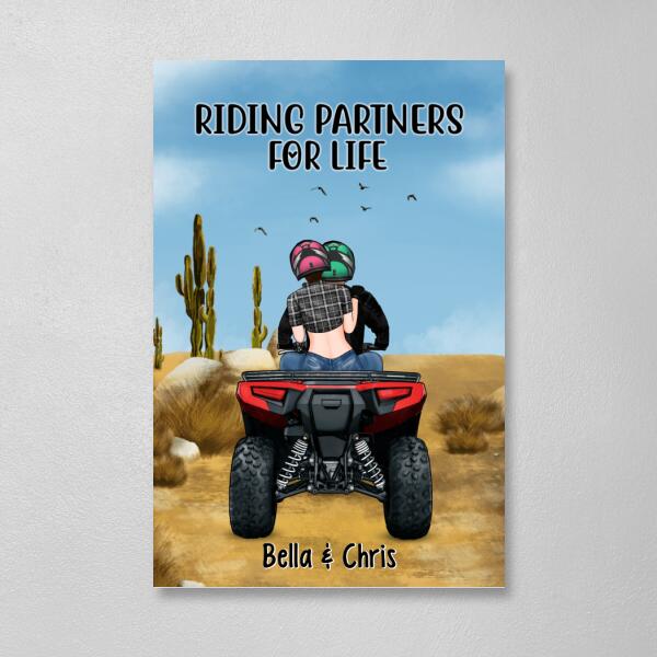 Personalized Canvas, All-Terrain Vehicle Riding Partners, Gift for ATV Quad Bike Couples