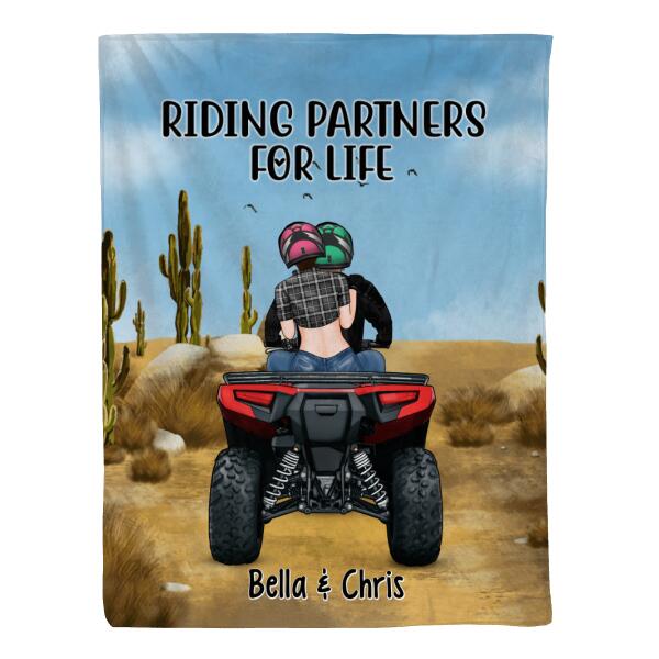 Personalized Blanket, All-Terrain Vehicle Riding Partners, Gift for ATV Quad Bike Couples