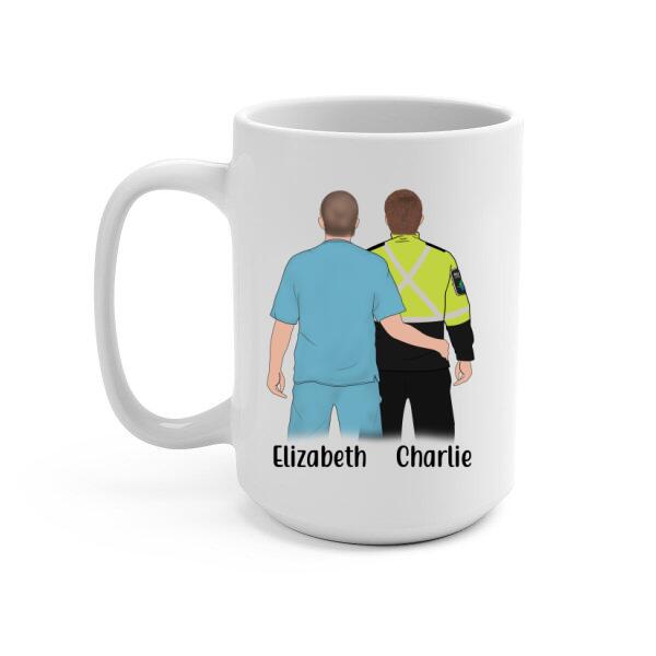 Personalized Mug, Custom First Responders Firefighter Nurse EMT Paramedic Couples