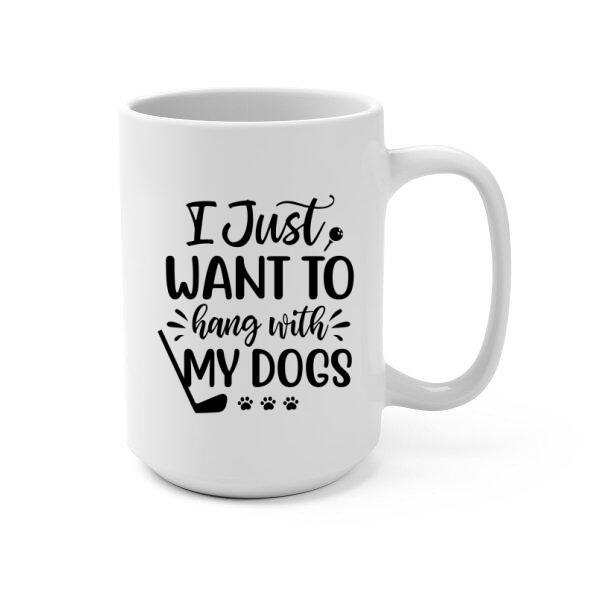 Personalized Mug, Golf Drink Woman with Dogs Gift For Golf and Dog Lovers