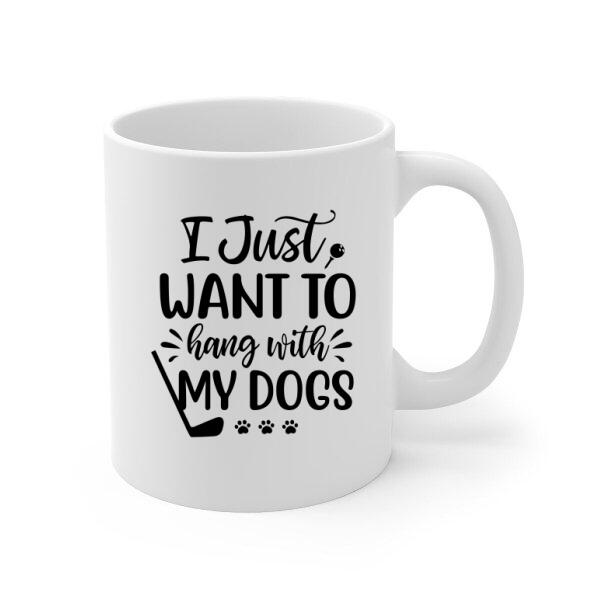 Personalized Mug, Golf Drink Woman with Dogs Gift For Golf and Dog Lovers