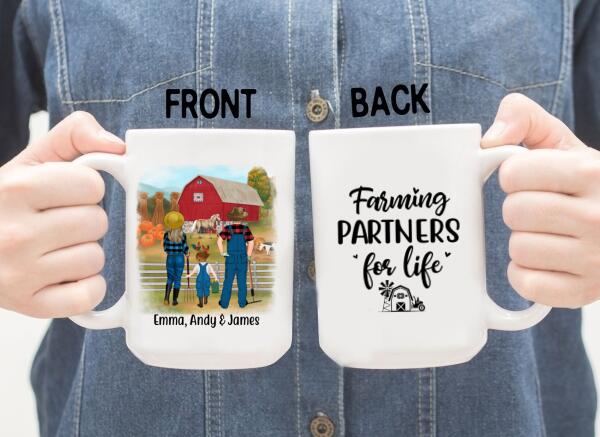 Personalized Mug, Farming Family Harvest In The Fall, Gift For Farmers