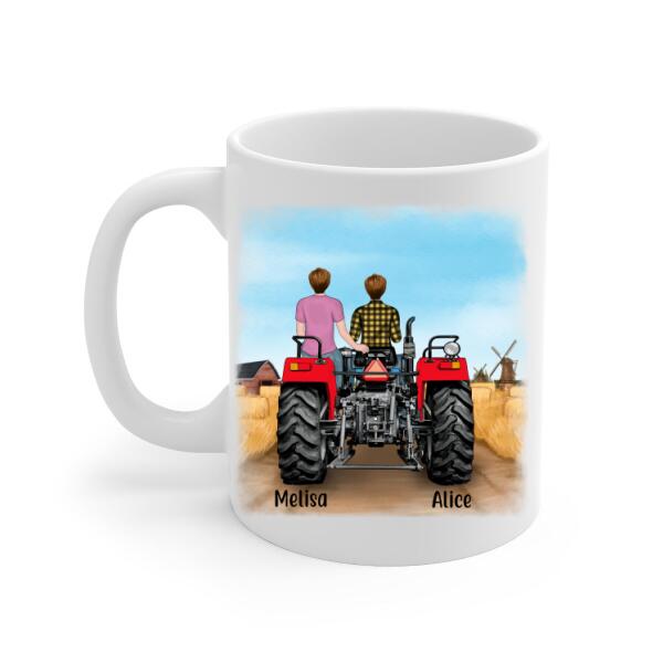 Personalized Mug, Tractor Driving Couple, Farming Partner For Life, Gift For Farmers, Gift For Farming Lovers