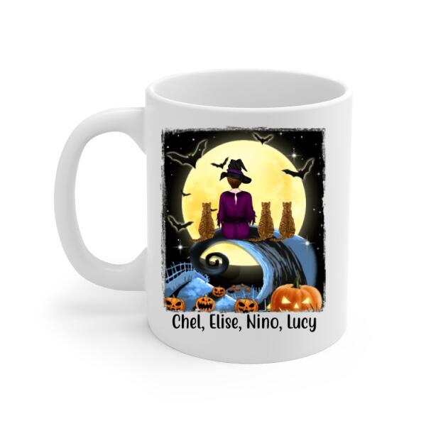 Personalized Mug, Just A Girl Who Loves Cats And Halloween - Halloween Gift, Gift For Cat Lovers