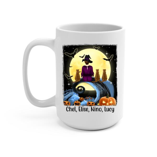 Personalized Mug, Just A Girl Who Loves Cats And Halloween - Halloween Gift, Gift For Cat Lovers