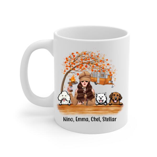 Personalized Mug, Camping And Dogs Are My Therapy - Fall Season Gift, Gift For Campers And Dog Lovers