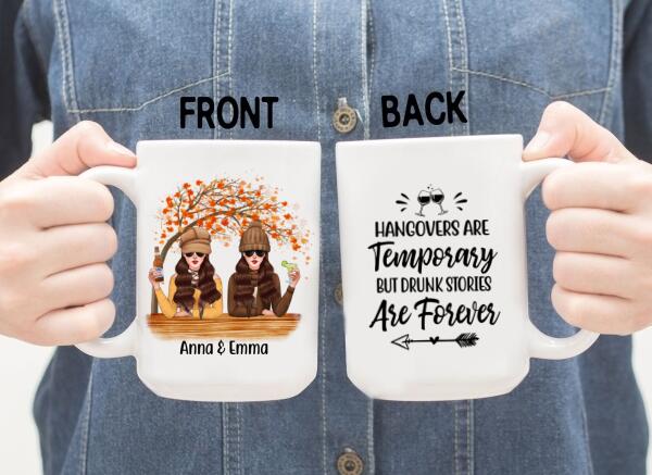 Personalized Mug, Drinking Besties, Best Friend Forever - Fall Season Gift, Gift for Sisters, Best Friends