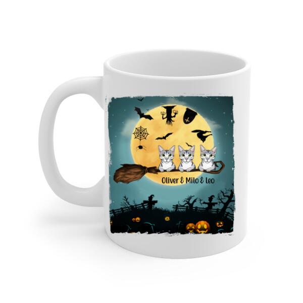 Personalized Mug, Buckle Up Buttercup, Up To 3 Cats, Halloween Gift For Cat Lovers