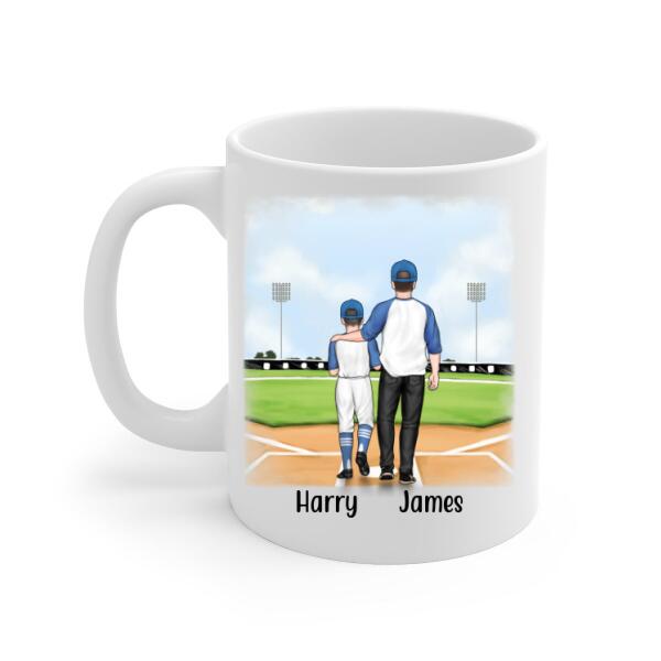 Personalized Mug, Up To 4 Kids, Baseball Partners Forever, Gift For Dad And Baseball Lovers