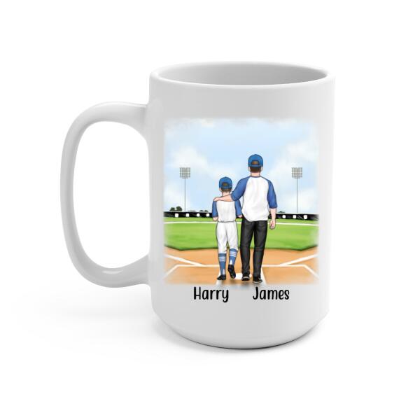 Personalized Mug, Up To 4 Kids, Baseball Partners Forever, Gift For Dad And Baseball Lovers