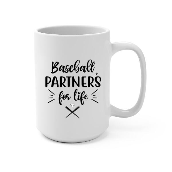 Personalized Mug, Up To 4 Kids, Baseball Partners Forever, Gift For Dad And Baseball Lovers