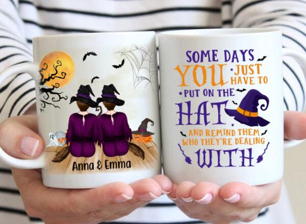 Personalized Mug, Come We Fly, Up To 5 Girls, Halloween Gift For Sisters, Best Friends