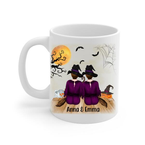 Personalized Mug, Come We Fly, Up To 5 Girls, Halloween Gift For Sisters, Best Friends