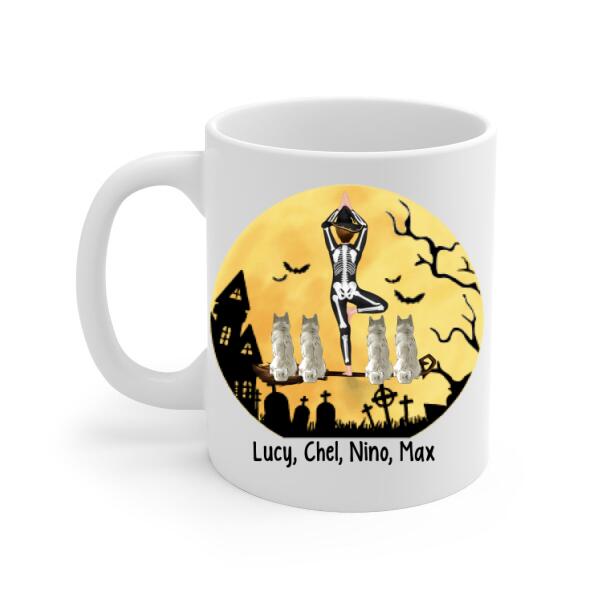 Personalized Mug, Yoga Witch And Dogs - Halloween Gift, Gift For Yoga And Dog Lovers