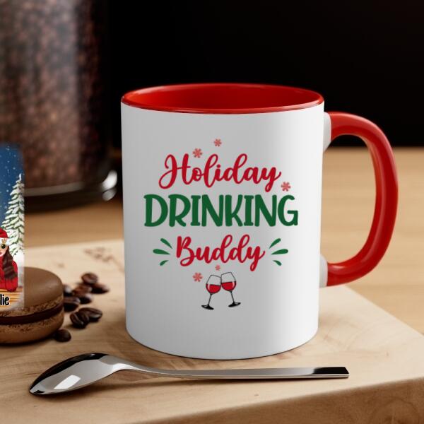 Personalized Mug, Up To 4 Girls, Running On Wine And Christmas, Christmas Theme, Christmas Gift For Friends, Sisters