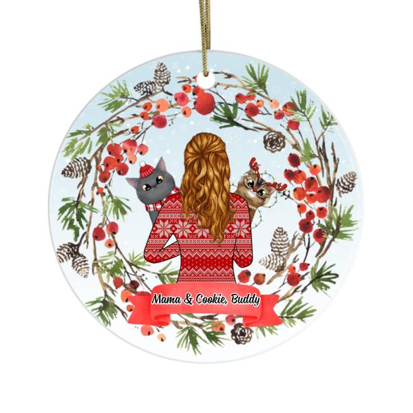 Girl Holding Cats - Christmas Personalized Gifts Custom Cat Lovers Ornament for Cat Mom, Cat Lovers