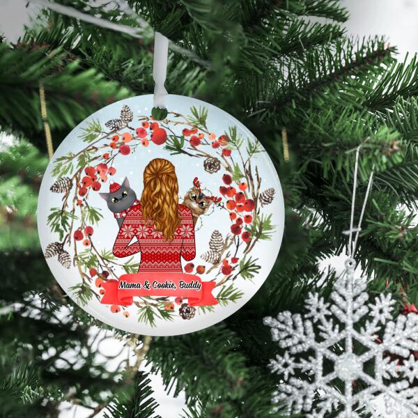 Girl Holding Cats - Christmas Personalized Gifts Custom Cat Lovers Ornament for Cat Mom, Cat Lovers