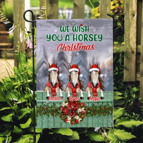 Personalized Garden Flag, Joy Love Peace Believe Christmas, Horsey Christmas, Christmas Gift For Family, Horse Lovers