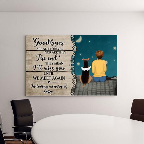 Personalized Canvas, Goodbyes Are Not Forever, Memorial Gift for Pet Loss, Gift for Dog Lover, Cat Lover