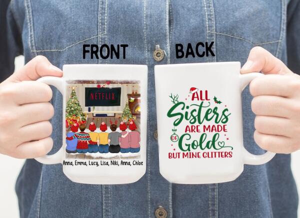 Personalized Mug, Up To 7 Girls, Christmas Besties - Gift For Sisters, Best Friends