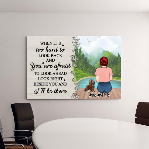 Personalized Canvas, Woman Sitting With Dogs, Cats, Gift For Dog, Cat Lover