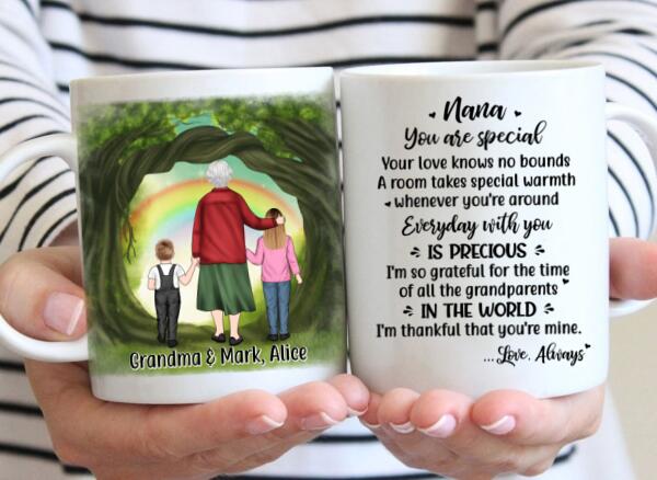 Up to 2 Kids, Grandma and Grandkids - Personalized Gifts Custom Mug for Grandma for Grandkids