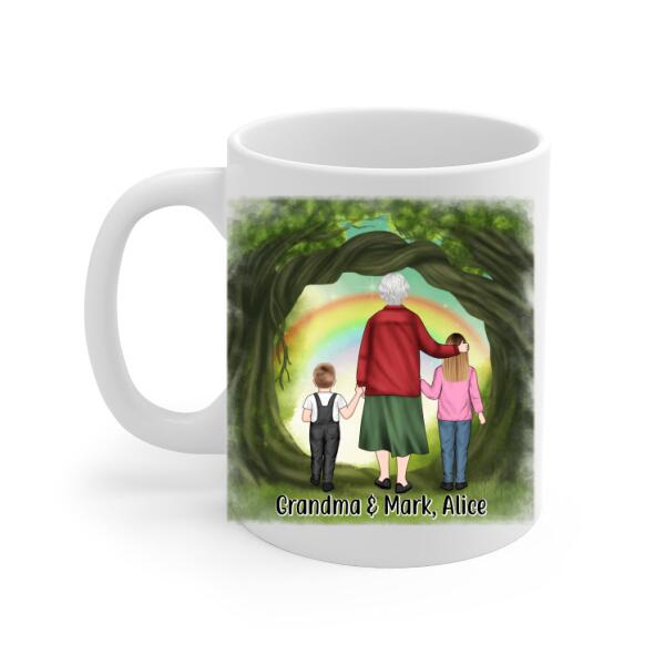 Up to 2 Kids, Grandma and Grandkids - Personalized Gifts Custom Mug for Grandma for Grandkids