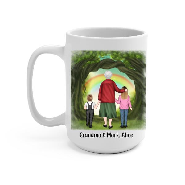 Up to 2 Kids, Grandma and Grandkids - Personalized Gifts Custom Mug for Grandma for Grandkids