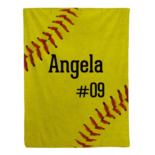 Personalized Softball Blanket With Name, Custom Baseball Blanket, Gift For Kids
