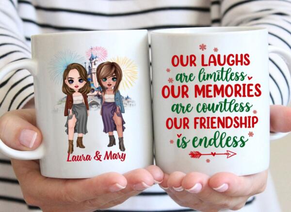 Personalized Mug, Up To 4 Girls, Christmas Gift For Best Friends, Sisters, Our Laughs Are Limitless