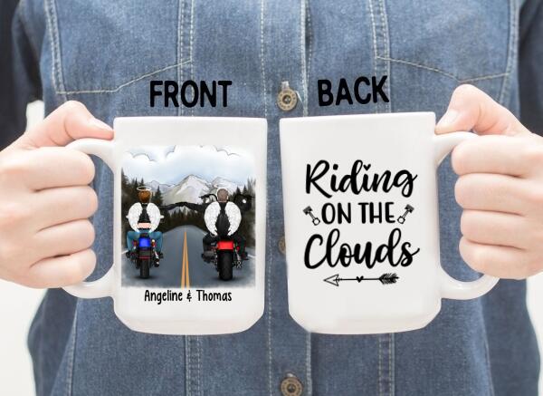 Riding on the Clouds - Personalized Gifts Custom Motorcycle Mug for Friends and Couples, Motorcycle Lovers, Biker Memorial Gifts