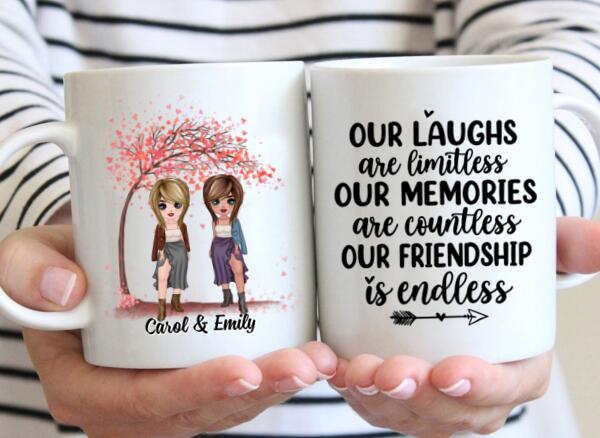 Personalized Mug, Up To 5 Girls, Gift For Friends, Sisters, Our Laughs Are Limitless