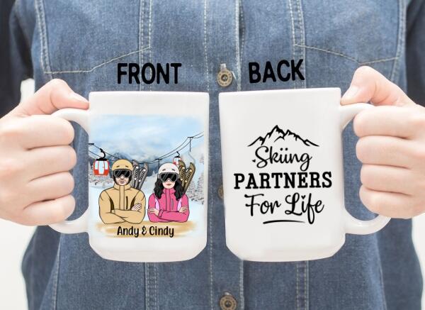 Personalized Mug, Skiing Partners For Life, Gift For Skiing Lovers, Couple, Friends