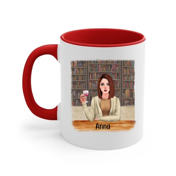 Personalized Mug, Gift For Book Lovers, Girl Drinking, I Was Born With A Reading List I Will Never Finish