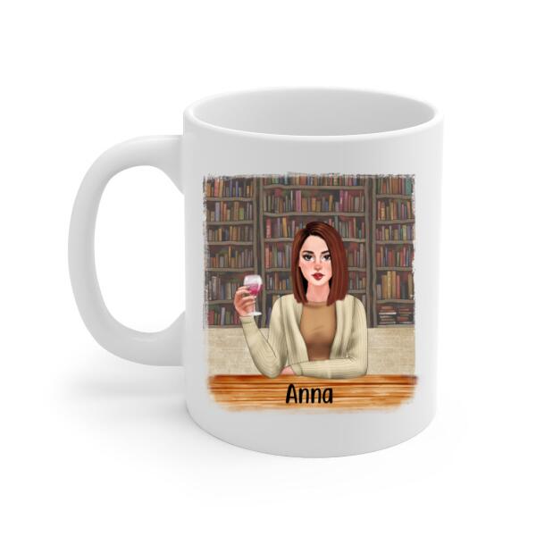 Personalized Mug, Gift For Book Lovers, Girl Drinking, I Was Born With A Reading List I Will Never Finish