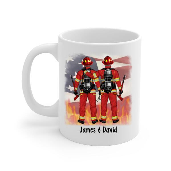 Personalized Mug, Firemen Work Side By Side, Gift For Firefighters, Friends, Coworkers