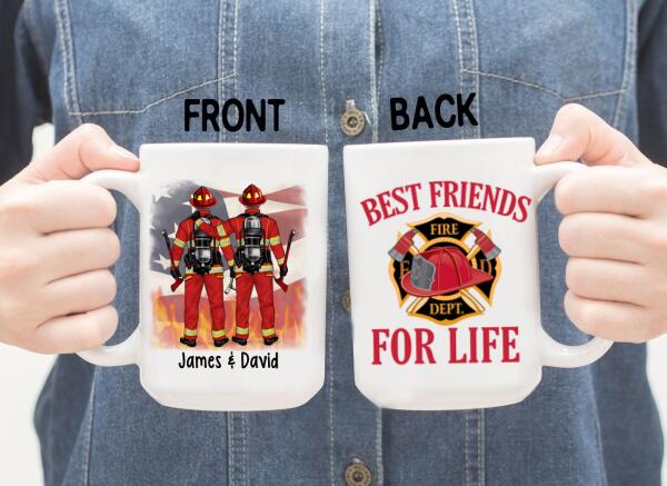 Personalized Mug, Firemen Work Side By Side, Gift For Firefighters, Friends, Coworkers