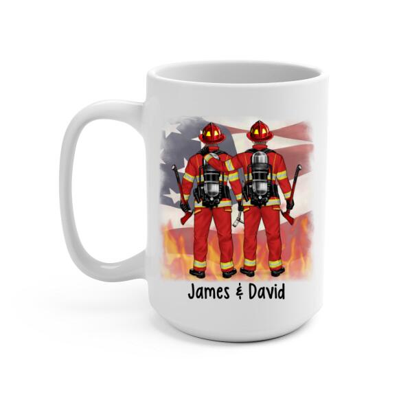 Personalized Mug, Firemen Work Side By Side, Gift For Firefighters, Friends, Coworkers