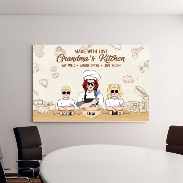 Personalized Canvas, Grandma's Kitchen, Grandma Cooking With Kids, Gift For Mother, Grandmother, Family